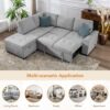 Sleeper Sectional Sofa, L-Shape Corner Couch Sofa - Bed With Storage Ottoman & Hidden Arm Storage & USB Charge For Living Room Apartment - Gray - Image 7