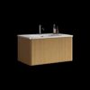 Etna - Striped Natural Oak Bathroom Vanity With White Ceramic Sink, Wall Mounted Floating Bathroom Vanity For Modern Bathroom, One-Piece White Basin Without Drain - White / Oak - Image 5