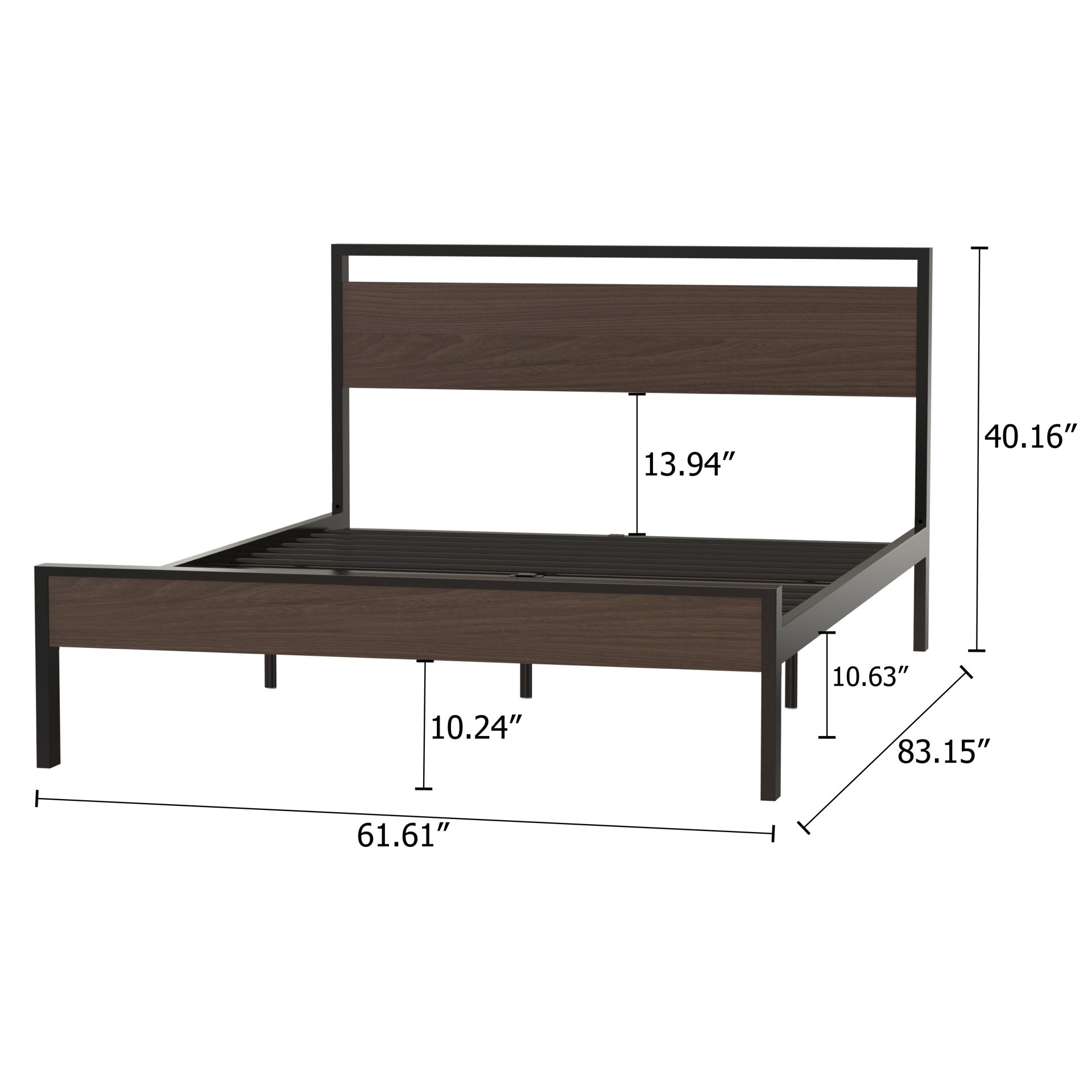 Ceres - Queen Bed With Wood Headboard & Footboard - Black And Walnut - Image 3