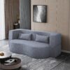 2 In 1 Convertible Sofa Bed, Full Size Folding Loveseat Couch With Soft Teddy Fabric, Floor Sofa Mattress With 2 Pillows, Space Saving Futon For Small Living Room, Dorm - Gray - Image 2