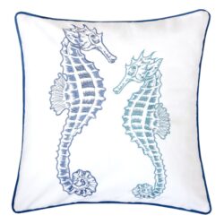 Seahorses Pillow Cover With Matching Back - Indigo
