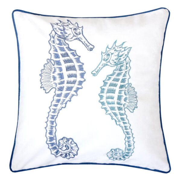 Seahorses Pillow Cover With Matching Back - Indigo