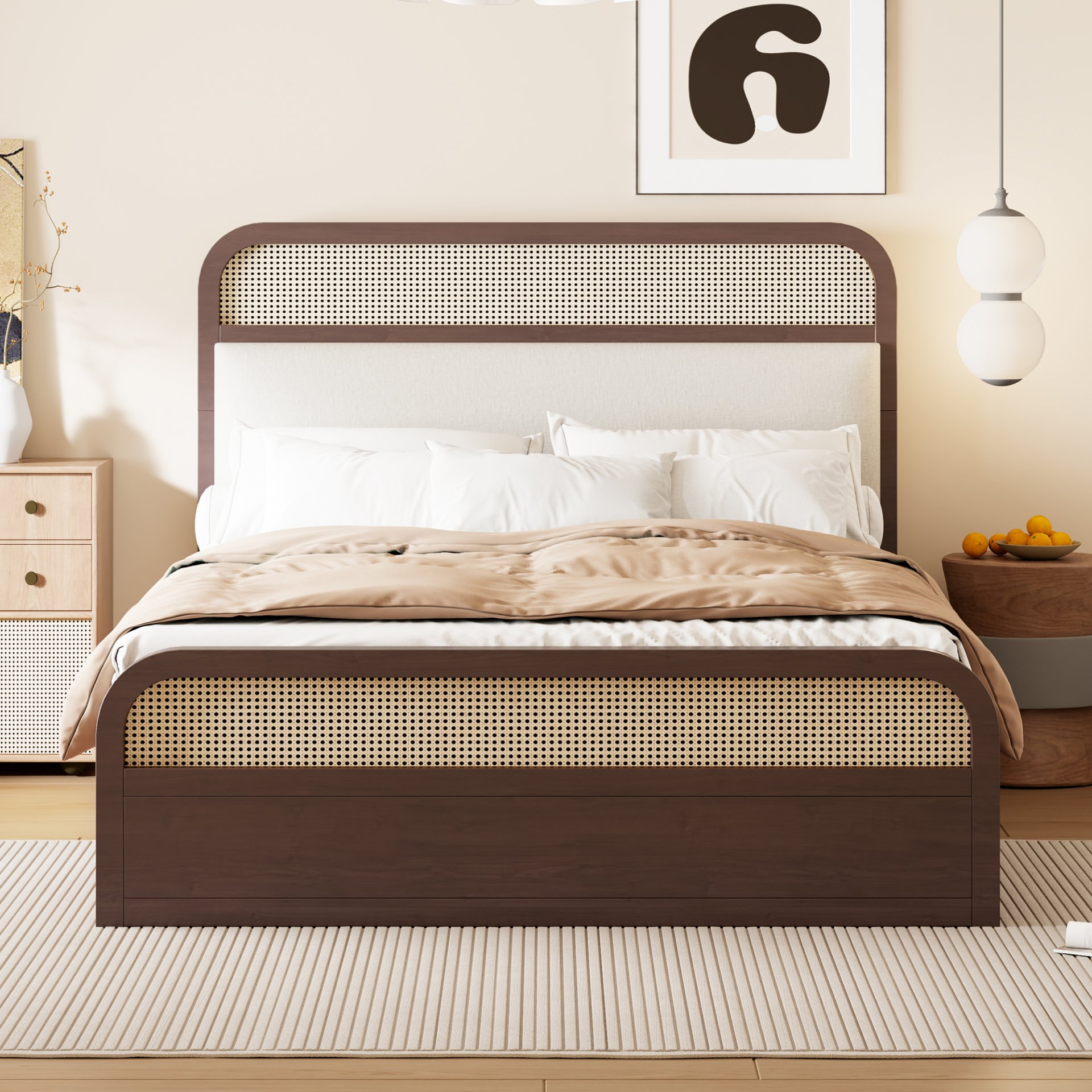 Queen Size Platform Bed With Trundle And 2 Drawers - Espresso - Image 2
