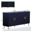 Modern Lacquered 4 Door Wooden Cabinet Sideboard Buffet Server Cabinet Storage Cabinet, For Living Room, Entryway, Hallway, Office, Kitchen And Dining Room - Navy Blue - Image 13