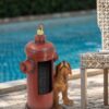 Red Fire Hydrant Water Fountain With Dog And Bird Accents, Outdoor Fountian With Light And Pump - Red / Light Brown - Image 5