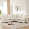 Modern L Shape Modular Sofa, 5 Seat Chenille Sectional Couch Set With 2 Pillows Included, Freely Combinable Indoor Funiture - White - Image 12