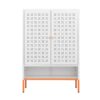 Grid - Double Door Shoe Cabinet With Adjustable Compartments And Moisture Proof Design In Metal - White - Image 8