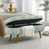 Ottoman Oval Storage Bench With Rubber Wood Legs Fabric - Cyan - Image 7