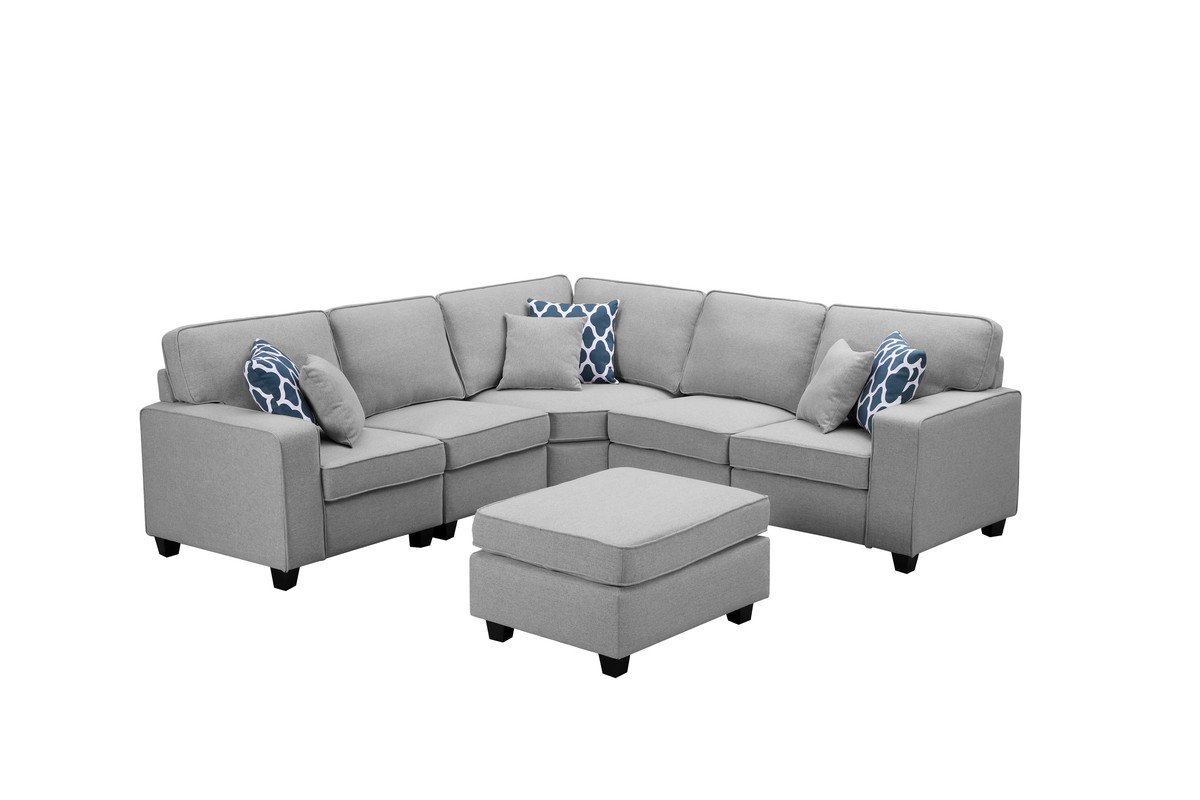 Sonoma - 6 Piece Modular L-Shape Sectional Sofa With Ottoman - Light Gray - Image 2