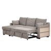 Pull Out Sleeper Sofa L-Shaped Couch Convertible Sofa Bed With Storage Chaise, Storage Racks And USB Ports - Light Brown - Image 19