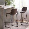 Barstool With Upholstery And Foot Rail - Vintage Brown - Image 9