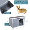 Medium Wooden Outdoor Dog House, Waterproof Roof, Elevated Floor, Adjustable Plastic Feet - Gray - Image 2