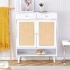 Modern Minimalist Rattan Shoe Cabinet, Elegant Storage Solution - White - Image 5