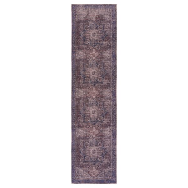 Maval - 2'6'' X 10' Washable Runner Rug - Burgundy