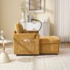 Multifunctional Lazy Sofa Recliner With Storage And Phone Bracket In Chenille For Living Room - Mustard Yellow - Image 10