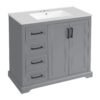 36" Bathroom Vanity With Sink, Soft Close Doors, Adjustable Shelf & 3 Drawers - Gray - Image 12
