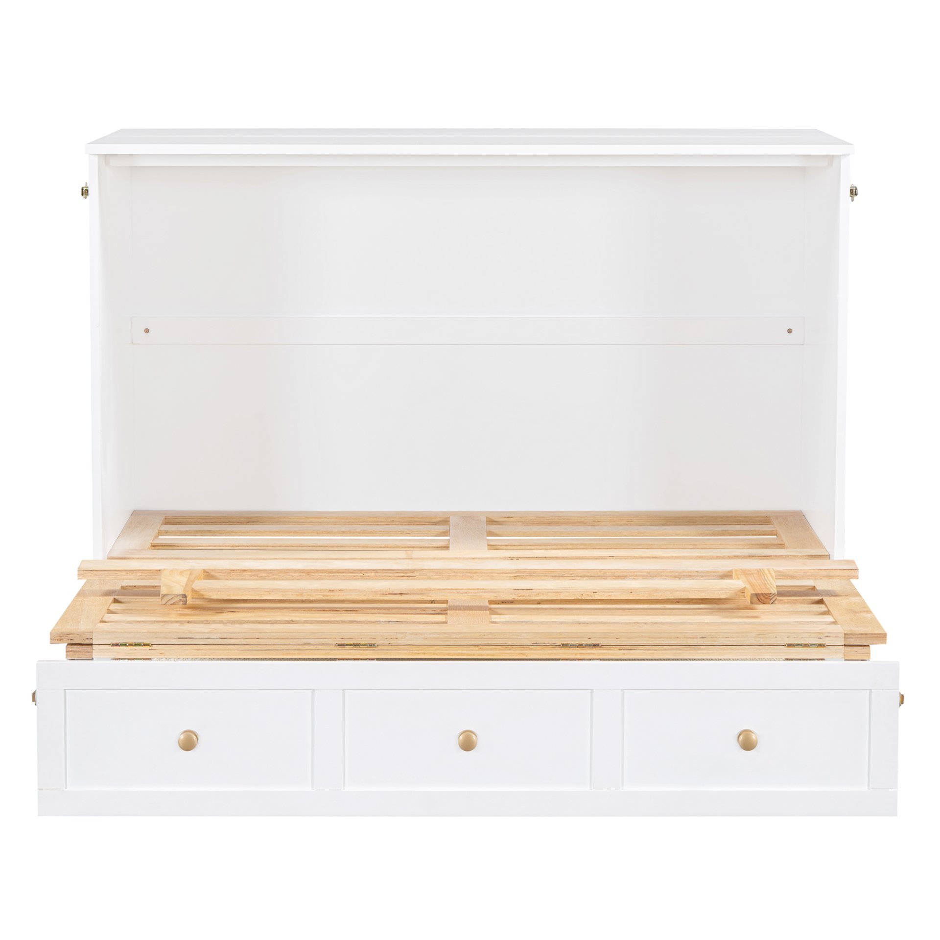 Full Size Murphy Bed With Large Drawers And Stylish Design - White - Image 8