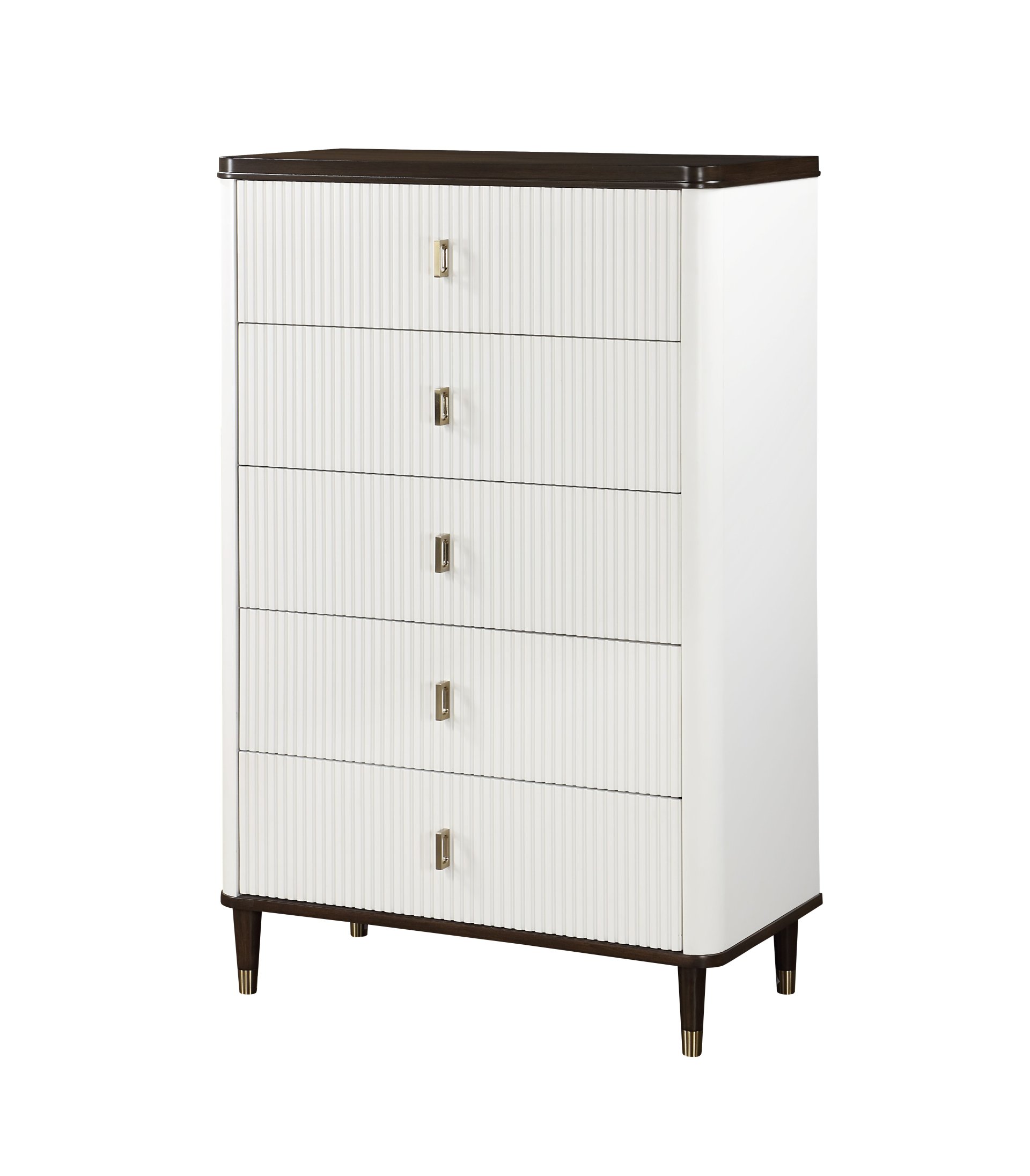 Carena - 5 Piece Bedroom Set (Eastern King Dresser Chest Mirror Nightstand) - Brown / Light Gray / White - Image 9