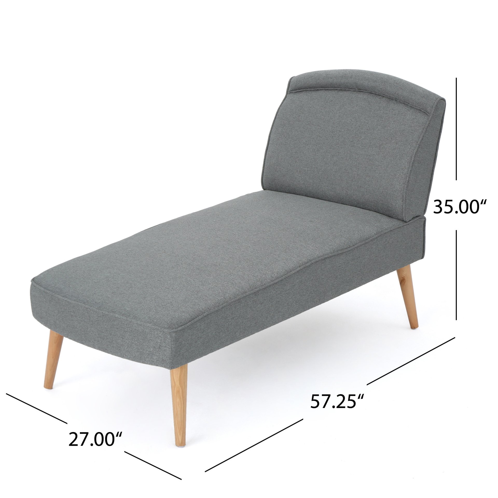 Fabric Chaise Lounge With Rubberwood Frame - Slate - Image 3