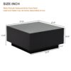 Square High Glossy Coffee Table With 16 Color Led Strip Lights, Modern Center Table With 5Mm Frosted Tempered Glass Top For Living Room - Black - Image 7