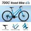 A28250 700Cx35 Road Bike With Aluminum Alloy Wheels, 21 Speed Gear System, Disc Brakes, Wide Tires, Ideal For Urban Commuting And Student Transportation​ - Black / Blue - Image 5