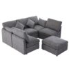 Sectional Sofa Modular Sofa U - Shaped Sofa Couch Sofa Bed L - Shaped Sofa With A Movable Ottoman And Two USB Ports For Living Room - Gray - Image 15