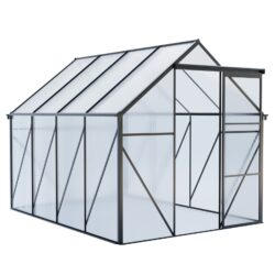 6X8 Ft Polycarbonate Greenhouse Raised Base And Anchor Aluminum Heavy Duty Walk-In Greenhouses For Outdoor Backyard In All Season - Black