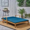 Etherealize - Outdoor Adjustable Double Chaise Lounge With Water Resistant Cushions - Teak / Blue - Image 8