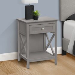 Accent End Table, 2 Tier, Storage Drawer, Transitional - Gray