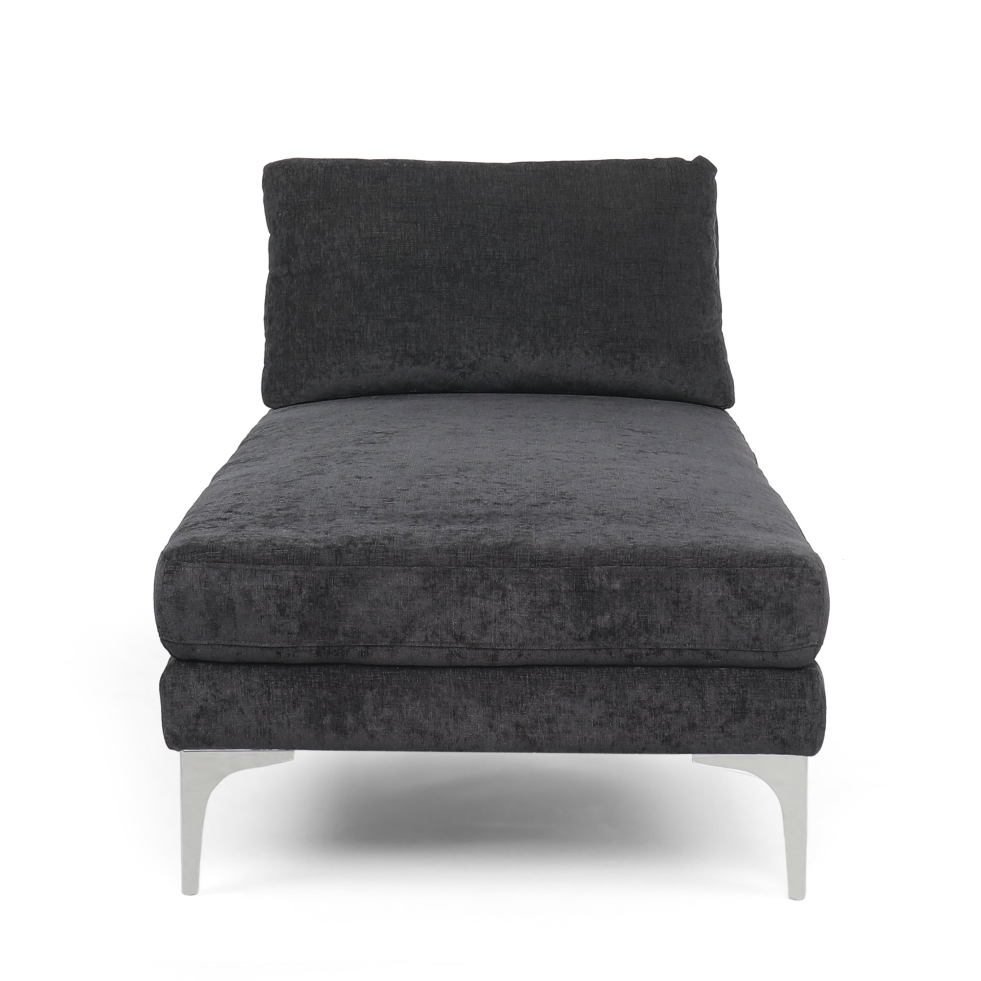 Fabric Upholstered Chaise Lounge With Iron Bracket Legs - Gray - Image 7