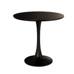 Mid Century Round Dining Table With Top & Pedestal Base For 2 - 4 People - Black