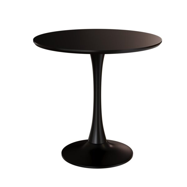 Mid Century Round Dining Table With Top & Pedestal Base For 2 - 4 People - Black