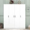 4 Door Wardrobe With 1 Drawer - White - Image 14