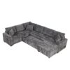 Sectional Sofa Pull-Out Sofa Bed Sleeper With A Storage Ottoman, Three Pillows And Charging Devices For Living Room - Gray - Image 14