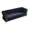 Modern Tufted Velvet Sofa For Living Room - Black - Image 3