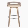 Cassis - Mid-Century Modern Fixed Height Barstool With Swivel With Round Footrest (Set of 2) - Light Gray / Cream - Image 5