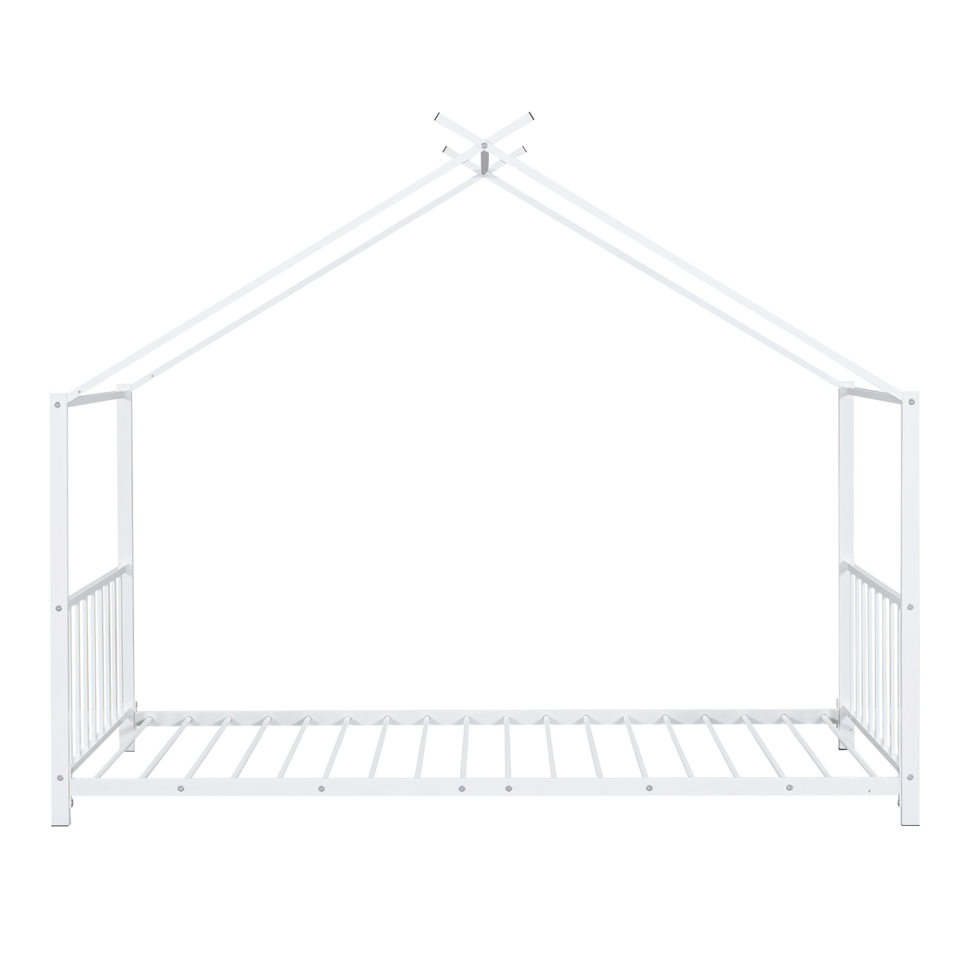 Twin Size Metal House Platform Bed - White - Image 4