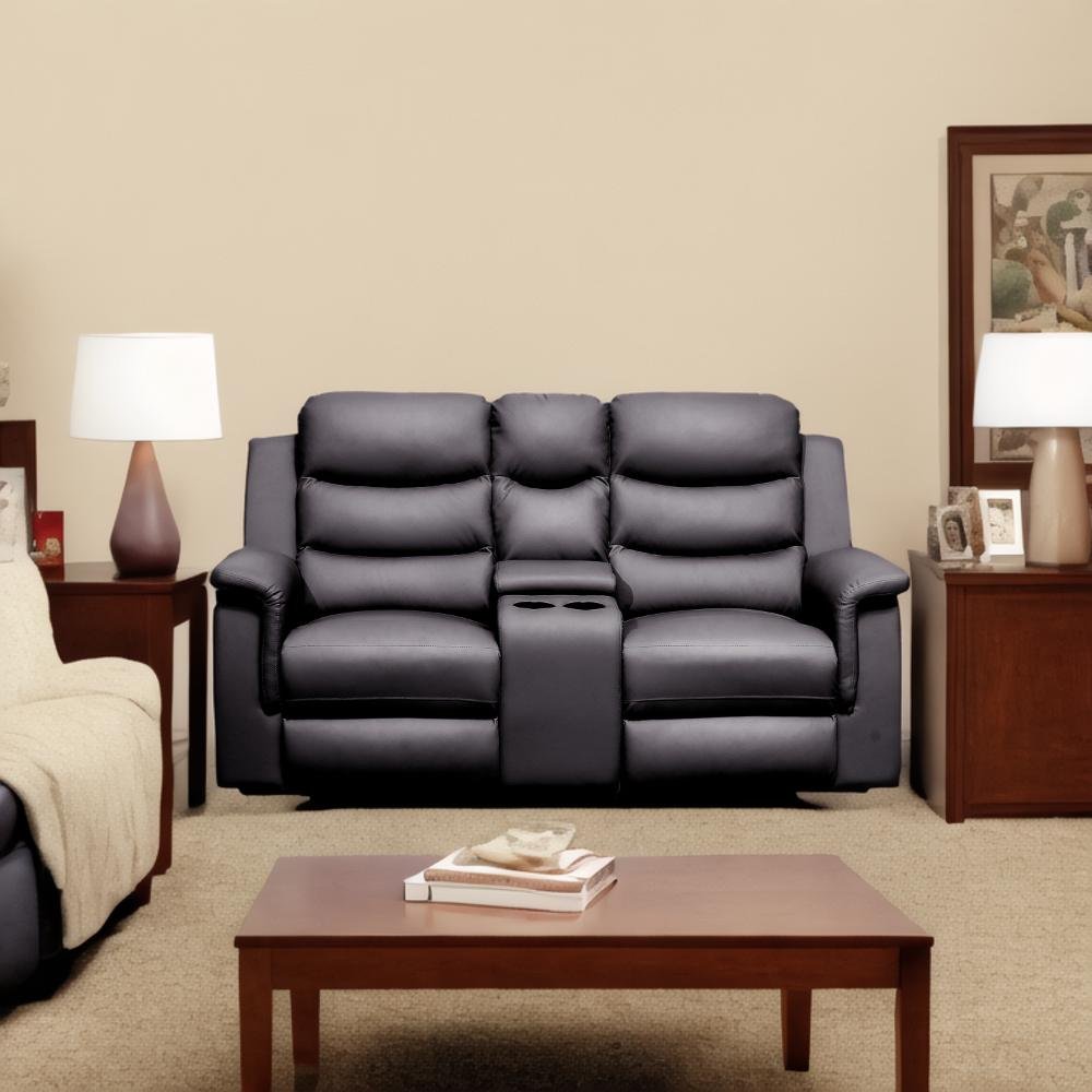 2 Seat Reclining Loveseat With Middle Console Slipcover, Stretch Loveseat Reclining Sofa Covers - Black - Image 4