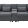Upholstered Sofa With Console, 2 Cupholders And 2 USB Ports Wired Or Wirelessly Charged, Modern Linen Fabric Couches With 4 Pillows (4 Seat) - Dark Gray - Image 2