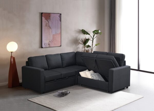 Sectional Sofa Bed - Black