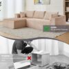 Compression Sectional Couch With Comfy Chaise, Boneless L Shape Sofa With Deep Seat, Minimalist Modular Couches Sleeper - Beige - Image 8