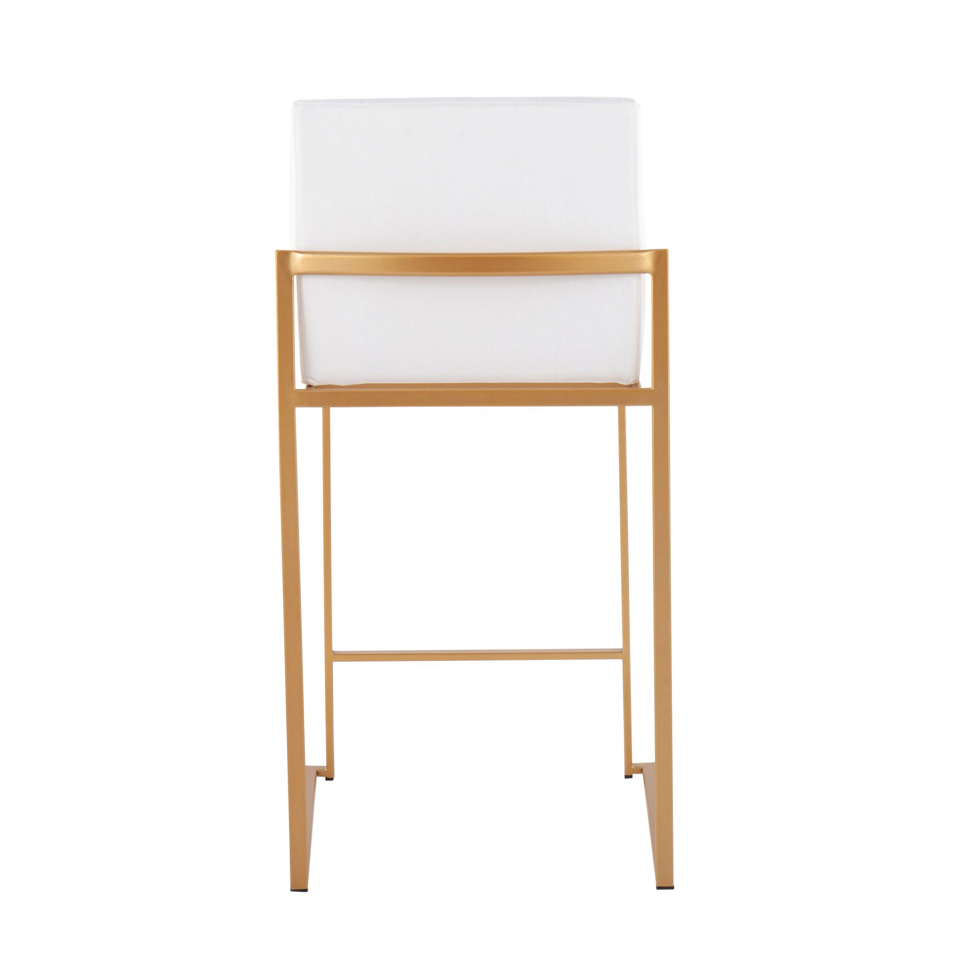 Fuji - Contemporary High Back Counter Stool (Set of 2) - Gold / White - Image 5