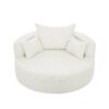 360 Degree Swivel Chair Accent Barrel Chair With Removable Pillows Chenille Fabric - Beige - Image 14