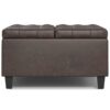 Harrison - Small Square Coffee Table Storage Ottoman - Distressed Brown - Image 2