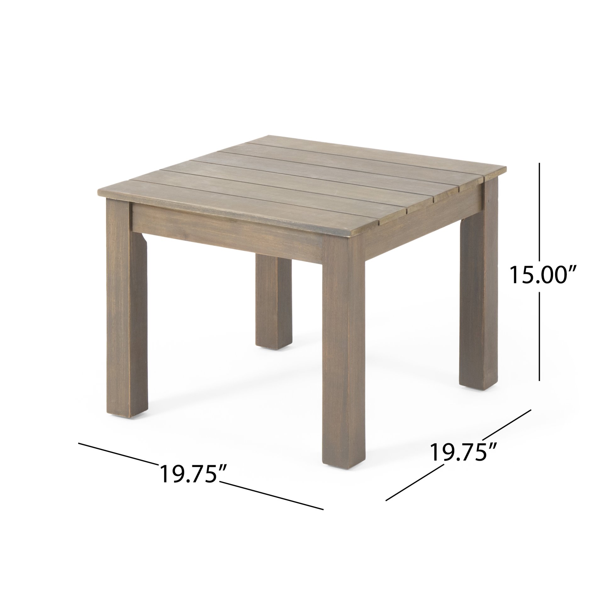 Halcyon - Outdoor Side Table With Slat Design And Acacia Wood Frame - Gray - Image 3