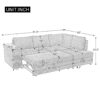 L Shaped Couch With Pull Out Bed And Storage Sectional Sleeper Sofa With Hidden Storage, Wide Armrest With Storage, For Living Room, Apartment, Bedroom, Office - Gray - Image 2
