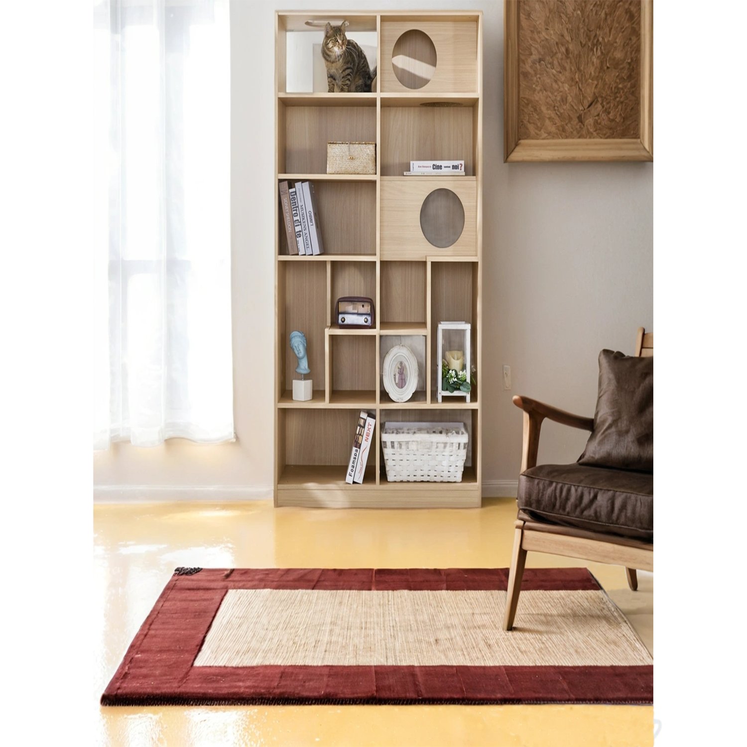 Furniture Style Cat Bookcase Cat Tree Shelves - Natural - Image 11