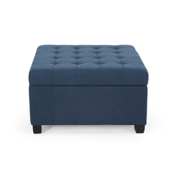 Isabella - Elegant Ottoman With Storage Functionality - Navy Blue Fabric