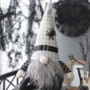 Sitting Gnome With Hat Spider, For Halloween Decor - Black White - Image 9