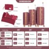 5 Piece Set (20"24"28 +A Travel Bag And A Toiletry Bag), Hard Case Spinner Wheels Luggage Sets With Tsa Lock Carry On Suitcase Luggage Durable Suitcase Color Matching - Wine Red - Image 3